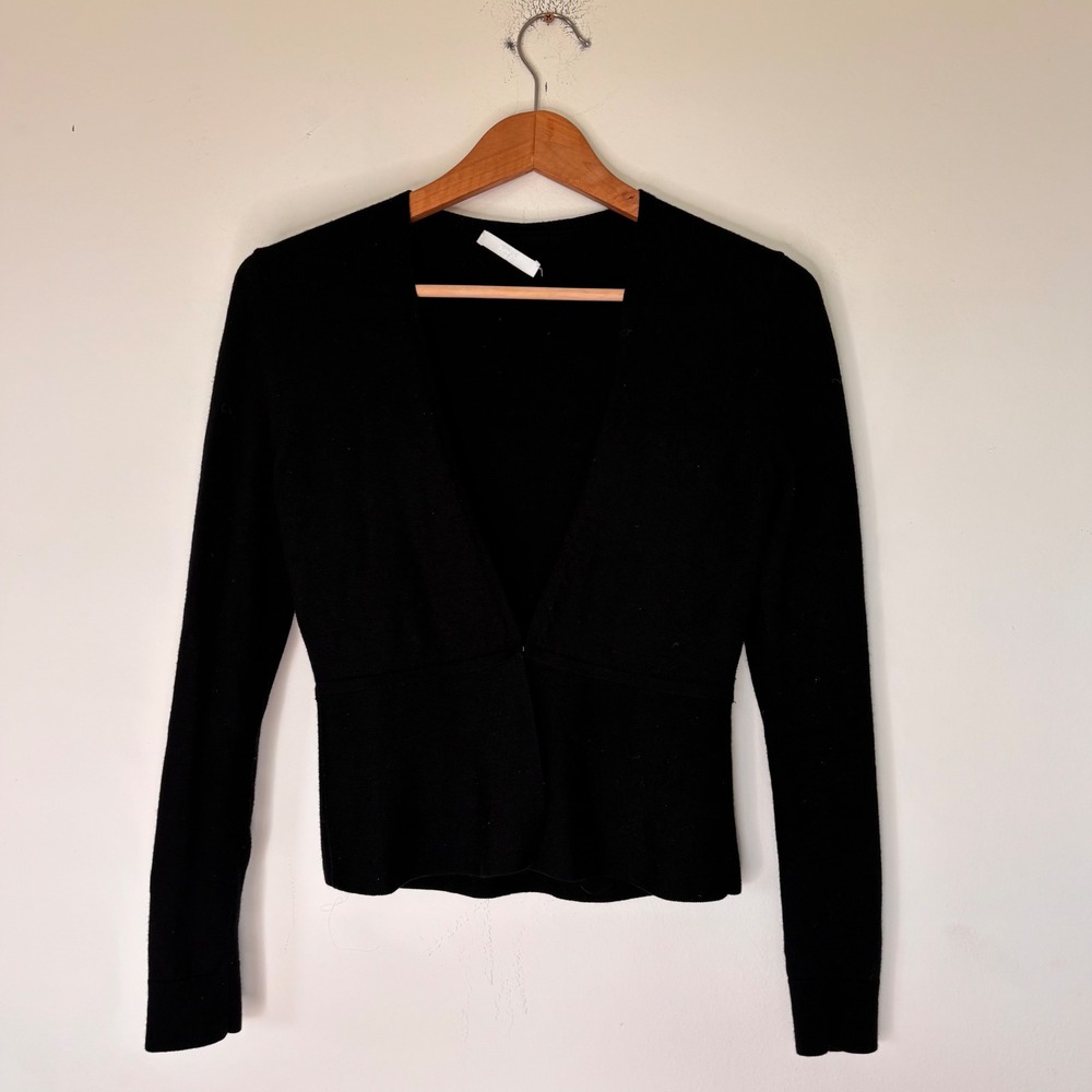 Boss Hugo Boss Black Peplum Cropped Cardigan Size XS Luxury - Picture 2 of 5
